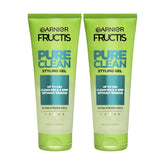 Garnier Fructis Pure Clean Styling Hair Gel, Extra Strong Hold for Up to 24HRs, Non-Flaking, Non-Sticky Formula with Aloe Extract, Made for All Hair Types, 6.8 fl oz, 2 Count (Packaging May Vary)
