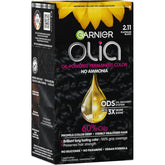 Garnier Olia Hair Color, Ammonia-Free Permanent Hair Dye, Oil-Powered Formula for 100% Gray Coverage and 3x Shinier Hair, Vegan & Cruelty Free, 2.11 Platinum Black, 1 Count