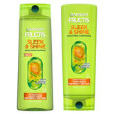 Garnier Fructis Sleek & Shine Shampoo and Conditioner Set for Dry, Frizzy Hair, Up to 72 Hours of Frizz Control, Smooths Flyaways & Boosts Shine, 22 + 21 Fl Oz (Packaging May Vary)