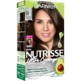 Garnier Nutrisse Ultra Coverage Hair Color, Permanent Hair Dye for Up to 8 Weeks of Stubborn Gray Coverage, Vegan & Cruelty-Free, 500 Deep Medium Natural Brown (Glazed Walnut), 1 Count