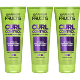 Garnier Fructis Curl Control Scrunching Hair Gel, Curl Jelly for Curly, Wavy, and Coily Hair with Frizz & Edge Control, Up to 24 HR Shape & Shine, 6.8 Fl Oz, 3 Count (Packaging May Vary)