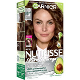 Garnier Nutrisse Ultra Coverage Hair Color, Permanent Hair Dye for Up to 8 Weeks of Stubborn Gray Coverage, Vegan & Cruelty-Free, 600 Deep Light Natural Brown (Spiced Hazelnut), 1 Count