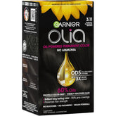 Garnier Olia Hair Color, Ammonia-Free Permanent Hair Dye, Oil-Powered Formula for 100% Gray Coverage and 3x Shinier Hair, Vegan & Cruelty Free, 3.11 Darkest Platinum Brown, 1 Count