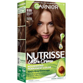 Garnier Nutrisse Ultra Crème Hair Color, Permanent Hair Dye with 100% Gray Coverage, Vegan & Cruelty-Free, 535 Medium Gold Mahogany Brown (Chocolate Caramel), 1 Count