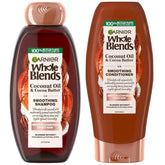 Garnier Whole Blends Smoothing Shampoo and Conditioner Set, Coconut Oil & Cocoa Butter for Frizzy Hair, Provides Up to 24HRs of Frizz & Humidity Control & Smoothness, Vegan Formula, 44 Fl Oz Set
