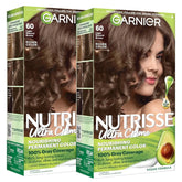 Garnier Nutrisse Ultra Crème Hair Color, Permanent Hair Dye with 100% Gray Coverage, Vegan & Cruelty-Free, 60 Light Natural Brown (Acorn), 2 Count
