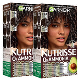 Garnier Nutrisse 0% Ammonia Glossy Curl Color Permanent Hair Dye for Curls, Vegan Color For 100% Gray Coverage, Curl-Protecting Formula with Enhancing Oil, CR4 Glossy Dark Brown (Pack of 2)