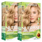 Garnier Nutrisse Ultra Crème Hair Color, Permanent Hair Dye with 100% Gray Coverage, Vegan & Cruelty-Free, 93 Light Golden Blonde (Honey Butter), 2 Count