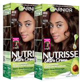 Garnier Nutrisse Ultra Crème Hair Color, Permanent Hair Dye with 100% Gray Coverage, Vegan & Cruelty-Free, 413 Bronze Brown (Bronze Sugar), 2 Count