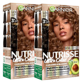 Garnier Nutrisse Ultra Color Hair Color, Permanent Hair Dye for Up to 8 Weeks of Bold, Vibrant Results, Vegan & Cruelty-Free, LC1 Hi-Lift Light Brown (Salted Caramelo), 2 Count