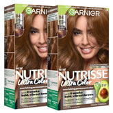 Garnier Nutrisse Ultra Color Hair Color, Permanent Hair Dye for Up to 8 Weeks of Bold, Vibrant, Fade-Resistant Results, Vegan & Cruelty-Free, B4 Golden Mahogany Brown (Caramel Chocolate), 2 Count