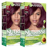 Garnier Nutrisse Ultra Crème Hair Color, Permanent Hair Dye with 100% Gray Coverage, Vegan & Cruelty-Free, 42 Deep Burgundy (Black Cherry), 2 Count