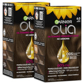Garnier Hair Color Olia Ammonia-Free Brilliant Color Oil-Rich Permanent Hair Dye, 6.0 Light Brown, 1 Count (Packaging May Vary) (Pack of 2)