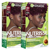Garnier Nutrisse Ultra Crème Hair Color, Permanent Hair Dye with 100% Gray Coverage, Vegan & Cruelty-Free, 362 Darkest Berry Burgundy (Raspberry Jam), 2 Count