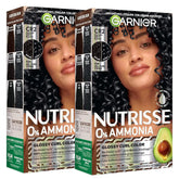 Garnier Nutrisse 0% Ammonia Glossy Curl Color Permanent Hair Dye for Curls, Vegan Color For 100% Gray Coverage, Curl-Protecting Formula with Enhancing Oil, CR2 Glossy Soft Black (Pack of 2)