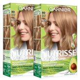Garnier Nutrisse Ultra Crème Hair Color, Permanent Hair Dye with 100% Gray Coverage, Vegan & Cruelty-Free, 80 Medium Natural Blonde (Butternut), 2 Count
