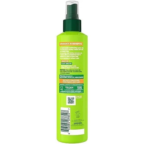 Garnier Fructis Sleek & Shine 10-in-1 Leave In Conditioner Spray for Dry, Frizzy Hair, Heat Protectant Up to 450F with Argan Oil & Plant Keratin, Provides Flyaway and Frizz Control, 8.1 Fl Oz