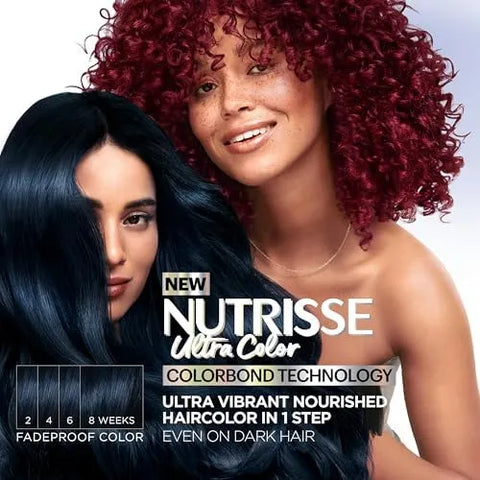 Garnier Hair Color Nutrisse Ultra Color Nourishing Creme, BL21 Reflective Blue Black (Blackberry Mojito) Permanent Hair Dye, 1 Count (Packaging May Vary) (Pack of 2)