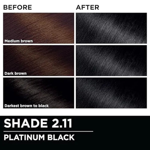 Garnier Hair Color Olia Ammonia-Free Brilliant Color Oil-Rich Permanent Hair Dye, 2.11 Platinum Black, 1 Count (Packaging May Vary) (Pack of 2)
