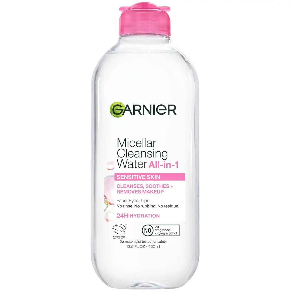 Garnier Micellar Water, Hydrating Facial Cleanser & Makeup Remover, Suitable for Sensitive Skin, Vegan, Cruelty Free, 13.5 Fl Oz (400mL), 1 Count