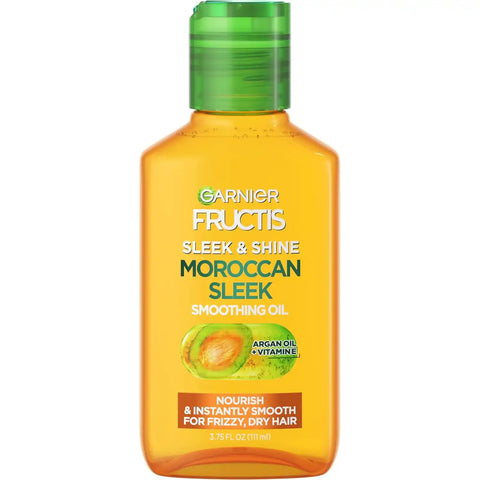 Garnier Fructis Sleek & Shine Moroccan Sleek Smoothing Oil for Frizzy, Dry Hair, Argan Oil, 3.75 Fl Oz, 1 Count (Packaging May Vary) | Moroccan Sleek