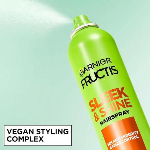 Garnier Fructis Sleek & Shine Hairspray, Provides 24-Hour Anti-Humidity and Frizz Control, Extra Strong Hold, Infused with Bamboo Extract for Ultra-Smooth Hair, 8.25 oz (Packaging May Vary)