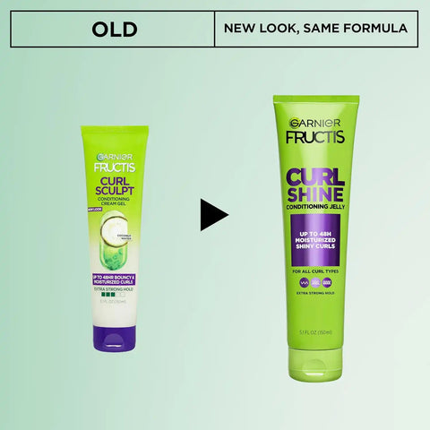 Garnier Fructis Curl Shine Conditioning Hair Gel, Frizz Control for Curly, Wavy, and Coily Hair, Extra Strong Hold for Up to 48 HRs of Bouncy, Moisturized Curls, 5.1 Fl Oz (Packaging May Vary)
