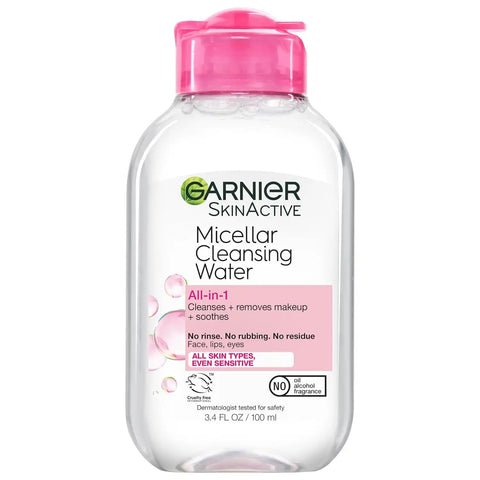 Garnier Micellar Water Travel Size Take-off Kit, All-In-1 Facial Cleanser & Makeup Remover, Mini All-In-1 Micellar + Mini Remover for Waterproof Makeup (Pack of 2)