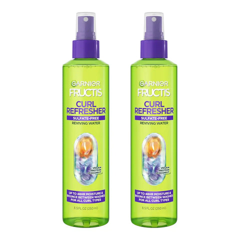 Garnier Fructis Curl Refresher Reviving Water Spray, Sulfate Free, 8.5 Fl Oz, 2 Count (Packaging May Vary)