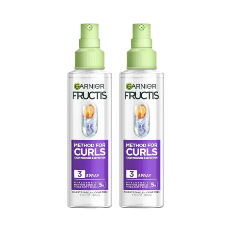Garnier Fructis Method for Curls Moisture Refreshing Curl Activator, Curl Refresher Spray with up to 5% Hyaluronic Moisture Complex, Designed and Tested for 2C to 4C Curls and Coils, 12.5 fl oz