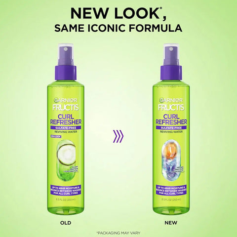 Garnier Fructis Curl Refresher Reviving Water Spray, Sulfate Free, 8.5 Fl Oz, 2 Count (Packaging May Vary)