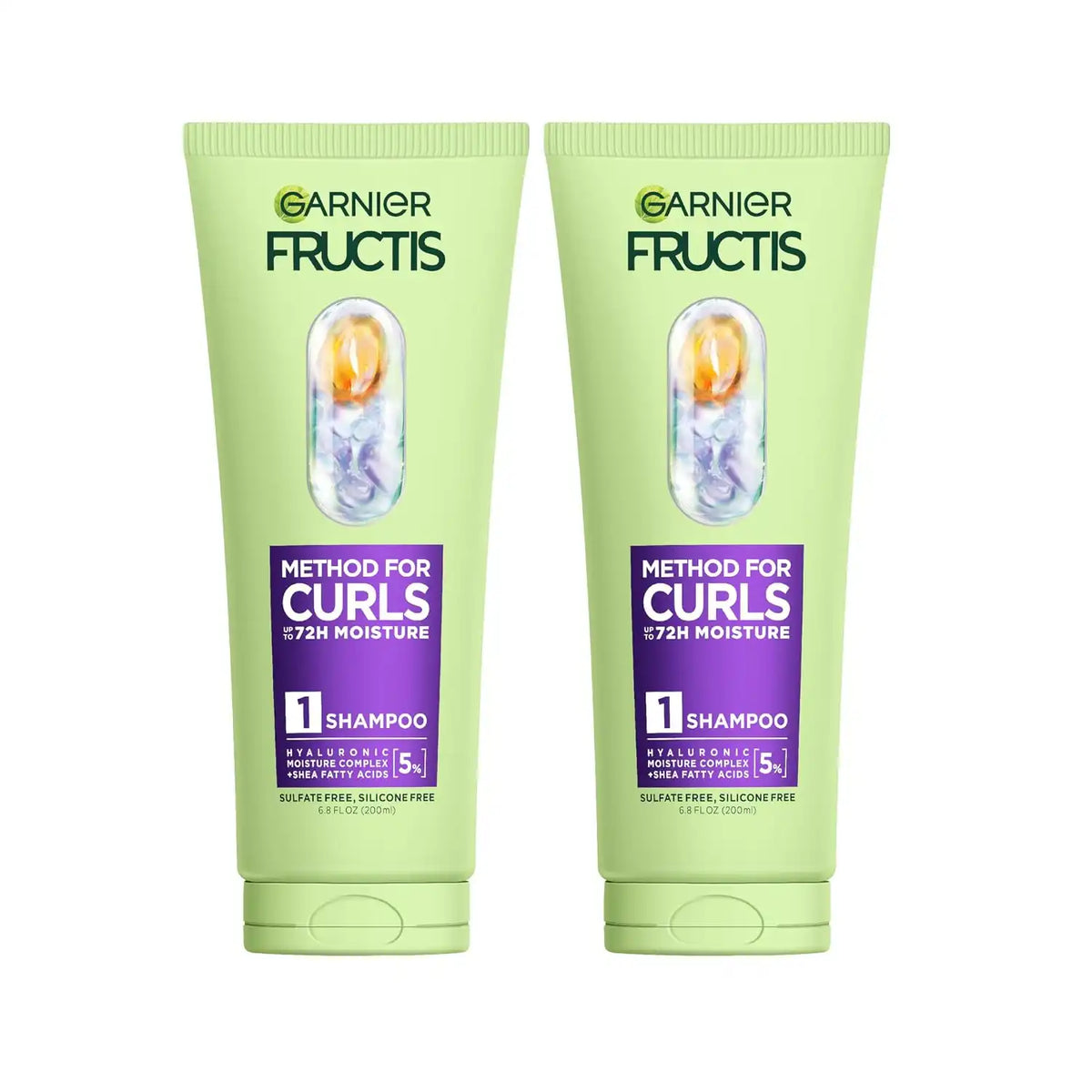 Garnier Fructis Method for Curls Moisture Filling Curly Hair Shampoo with up to 5% Hyaluronic Moisture Complex, Designed and Tested for 2C to 4C Curls and Coils, 6.8 fl oz