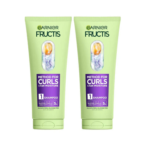 Garnier Fructis Method for Curls Moisture Filling Curly Hair Shampoo with up to 5% Hyaluronic Moisture Complex, Designed and Tested for 2C to 4C Curls and Coils, 6.8 fl oz