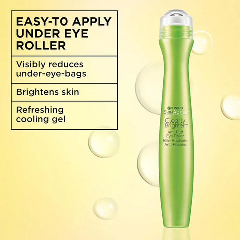 Garnier Clearly Brighter Anti-Puff Eye Roller, 0.5 Fl Oz (15mL), 3 Count (Packaging May Vary)