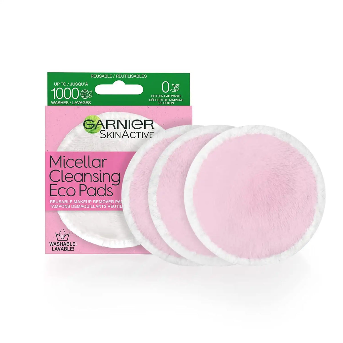Garnier Micellar Cleansing Eco Pads,Reusable,3 Ultra-soft Microfiber Pads,(Packaging May Vary),(Pack of 6)