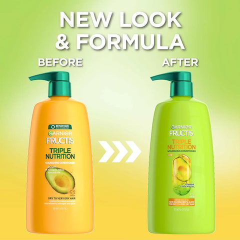 Garnier Fructis Triple Nutrition Nourishig Conditioner for Dry to Very Dry Hair, 33.8 Fl Oz, 1 Count (Packaging May Vary)