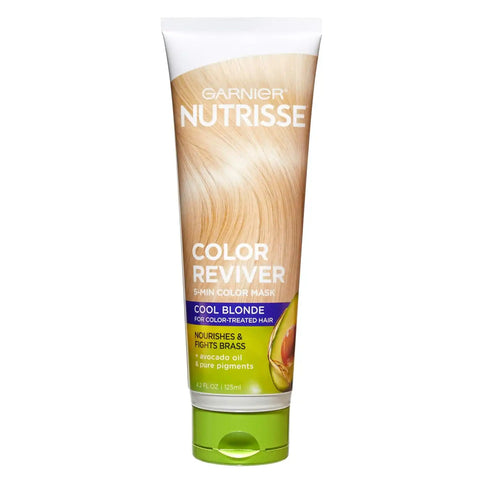 Garnier Hair Color Nutrisse Color Reviver 5 MIN Color Mask, Cool Blonde for Color Treated Hair to Nourish & Fights Brass (For Cool and Ash Blondes), 4.2 Fl Oz, 2 Count (Packaging May Vary)