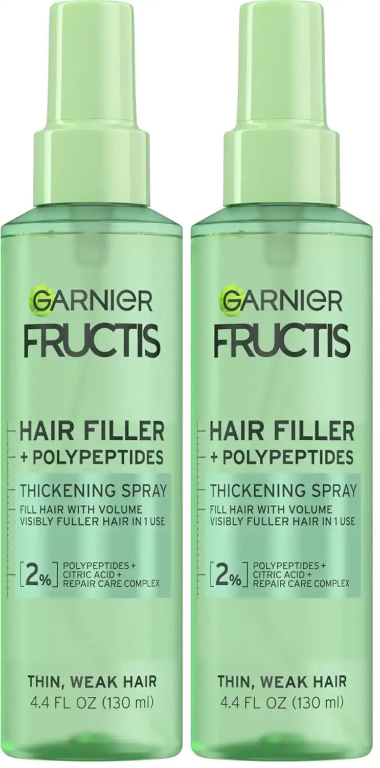 Garnier Fructis Hair Filler Fullness Repair Thickening Spray, Volumizing Spray with Polypeptides and Hair Repair Complex for Thin, Weak Split Ends, 4.4 Fl Oz (Pack of 2)