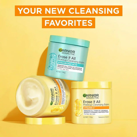 Garnier Erase It All Makeup Cleansing Balm with Vitamin C, Brightening Facial Cleanser and Makeup Remover, 4.2 Oz
