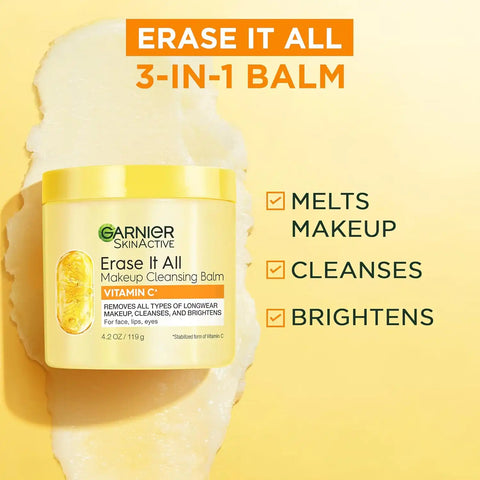 Garnier Erase It All Makeup Cleansing Balm with Vitamin C,Brightening Facial Cleanser and Makeup Remover,4.2 Oz,(Pack of 6)