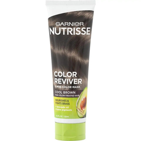 Garnier Hair Color Nutrisse Color Reviver 5 MIN Hair Mask, Cool Brown to Nourish & Fight Brass, 4.2 Fl Oz, 2 Count (Packaging May Vary)