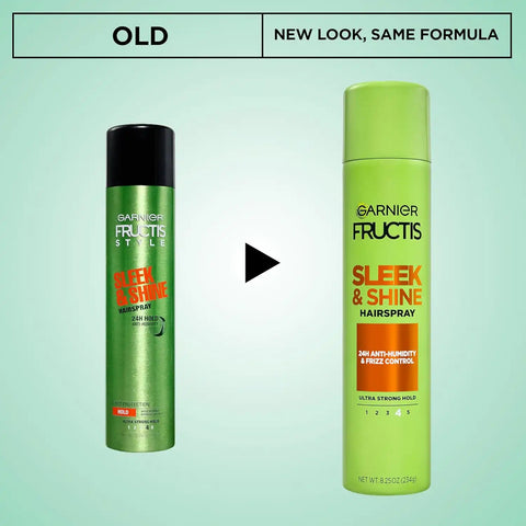 Garnier Fructis Sleek & Shine Hairspray, Provides 24-Hour Anti-Humidity and Frizz Control, Extra Strong Hold, Infused with Bamboo Extract for Ultra-Smooth Hair, 8.25 oz (Packaging May Vary)