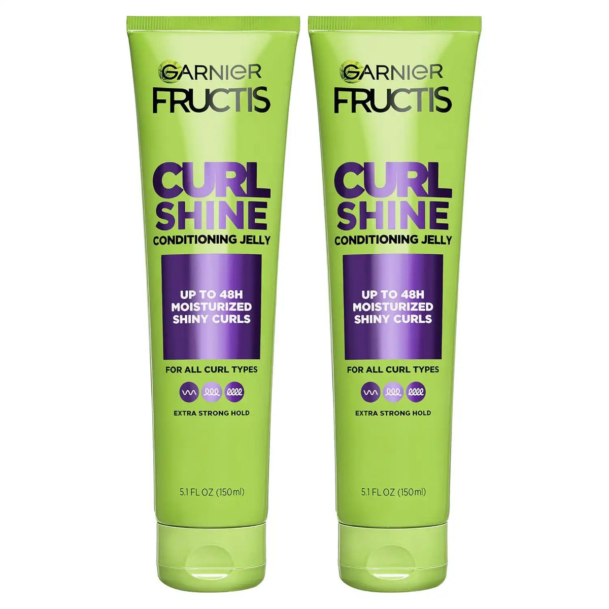 Garnier Fructis Curl Shine Conditioning Hair Gel, Frizz Control for Curly, Wavy, and Coily Hair, Extra Strong Hold for Up to 48 HRs of Bouncy,Moisturized Curls, 5.1 Fl Oz, 2 Count (Packaging May Vary)