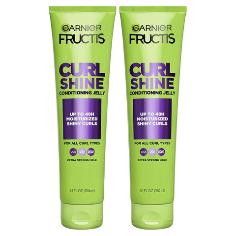 Garnier Fructis Curl Shine Conditioning Hair Gel, Frizz Control for Curly, Wavy, and Coily Hair, Extra Strong Hold for Up to 48 HRs of Bouncy,Moisturized Curls, 5.1 Fl Oz, 2 Count (Packaging May Vary)