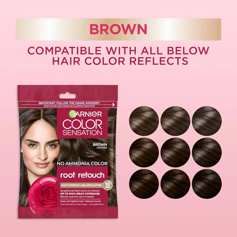 Garnier Color Sensation Root Retouch, Demi Permanent Hair Dye for Roots with 100% Gray Coverage and No Ammonia, Brown Hair Dye 5.0, Pack of 6 (Packaging May Vary)