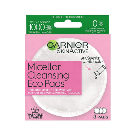Garnier Micellar Cleansing Eco Pads,Reusable,3 Ultra-soft Microfiber Pads,(Packaging May Vary),(Pack of 6)