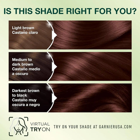 Garnier Nutrisse Ultra Crème Hair Color, Permanent Hair Dye with 100% Gray Coverage, Vegan & Cruelty-Free, 415 Soft Mahogany Dark Brown (Raspberry Truffle), 1 Count