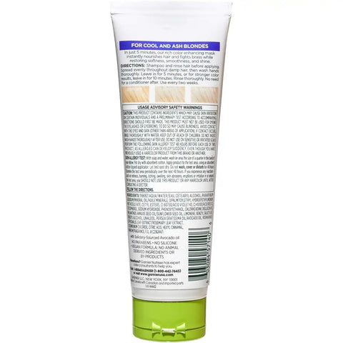 Garnier Nutrisse 5 Minute Nourishing Color Hair Mask with Triple Oils Delivers Day 1 Color Results, for Color Treated Hair, Cool Blonde, 4.2 fl. oz.