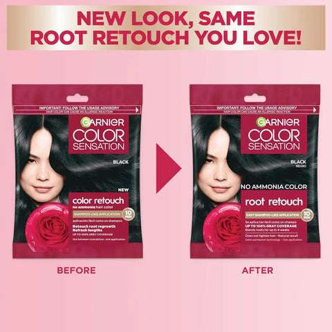 Garnier Color Sensation Root Retouch, Demi Permanent Hair Dye for Roots with 100% Gray Coverage and No Ammonia, Black Hair Dye 1.0, Pack of 6 (Packaging May Vary)