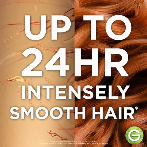 Garnier Whole Blends Smoothing Shampoo with Coconut Oil & Cocoa Butter for Frizzy Hair, Provides Up to 24 Hours of Anti-Frizz, Humidity Control and Smoothness, Vegan Formula, 22 fl oz, 2 Count